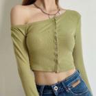 One-shoulder Plain Cropped T-shirt