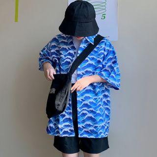Short-sleeve Wave Print Shirt