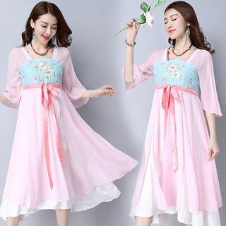 Floral Embroidered Bell-sleeve Dress