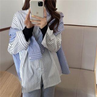 Striped Shirt / Long-sleeve Plain T-shirt