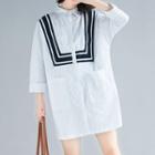 3/4-sleeve Mini Shirt Dress