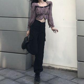 Leopard Print Blouse / Harem Cargo Pants
