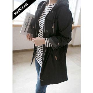 Hood Drawstring-hem Cotton Jacket