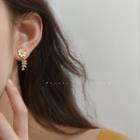 925 Sterling Silver Rhinestone Flower Earring 1 Pair - Daisy - One Size