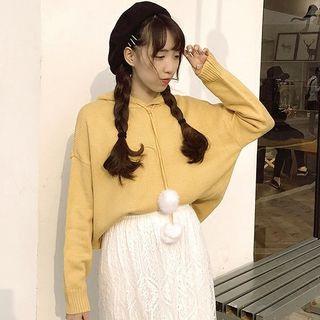 Hooded Pom Pom Sweater