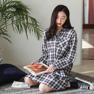 Half-placket Plaid Boxy-fit Shirtdress