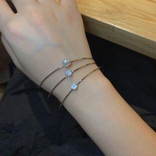Set Of 3: Rhinestone Faux Pearl Bangle
