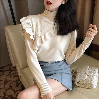 Mock Neck Ruffle Sweater/ Mini A-line Skirt