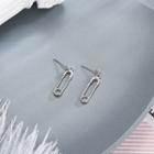 925 Sterling Safety Pin Drop Earring 1 Pair - Es708 - Silver - One Size