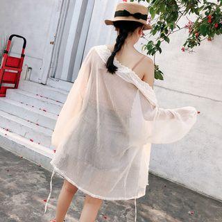 Eyelet Lace Trim Chiffon Jacket