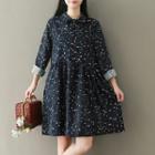 Floral Print Collared Corduroy Dress