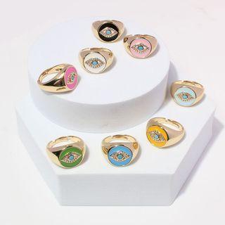 Eye Glaze Rhinestone Alloy Open Ring