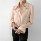 Tie-neck Layered-collar Chiffon Blouse