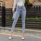 Detachable-strap High-waist Skinny Jeans