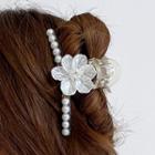 Faux Pearl Floral Hair Claw White - One Size