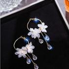 Faux Crystal Flower Fringed Earring 1 Pair - As Shown In Figure - One Size