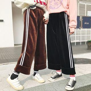 Striped Velvet Wide Leg Pants