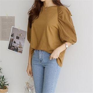 Puff-sleeve Frilled T-shirt