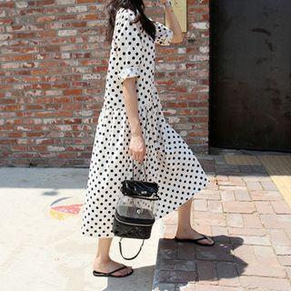 Polka-dot Long Empire Dress