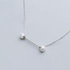 925 Sterling Silver Faux Pearl Bar Pendant Necklace Necklace - One Size