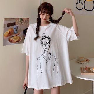Sketch Print Short-sleeve Top