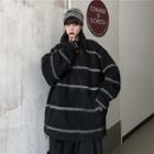 Striped Half-zip Sweatshirt Black - One Size