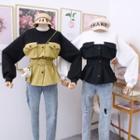 Patchwork Mock Two-piece Pullover With Belt