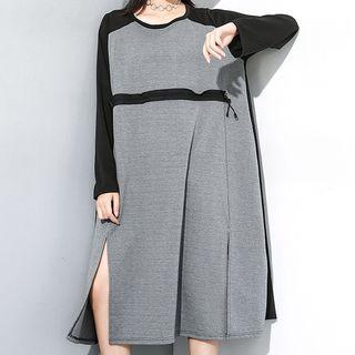 Long-sleeve Midi Slit Pullover Dress