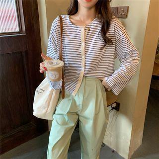 Striped Cardigan / Wide Leg Pants