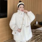 Buckled Shearling Coat White - One Size