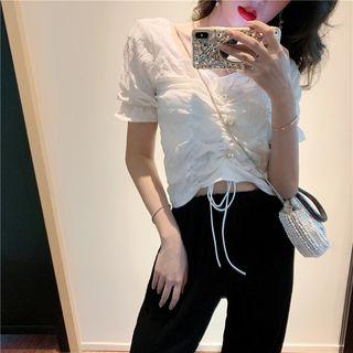 Short-sleeve Chiffon Top / Wide-leg Pants