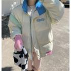 Color Block Padded Jacket Off-white - One Size