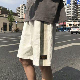 High-waist Striped Color-block Wide Leg Shorts
