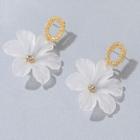 Resin Flower Dangle Earring 1 Pair - 01 - 5129 - White - One Size