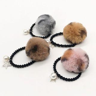 Leopard Print Bobble Faux Pearl Hair Tie
