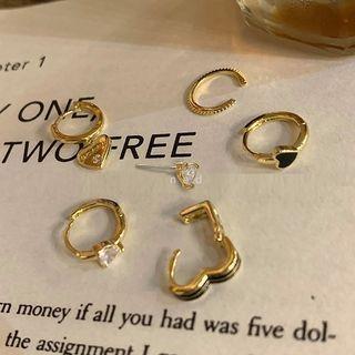 Set Of 6: Rhinestone / Alloy Earring (various Designs) 6 Pcs - Gold - One Size