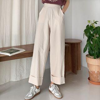 Band-waist Cuffed-hem Pants