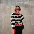Puff-sleeve Striped Pullover
