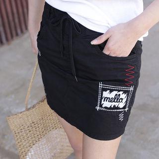 Embroidered A-line Skort