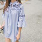 Bell-sleeve Embroidered Tunic Dress