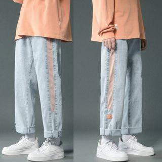 Contrast Panel Wide-leg Jeans