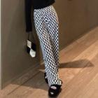Checkerboard Straight Leg Pants Black - One Size