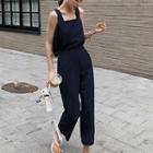 Plain Square-neck Tank Top / Plain High-waist Pants