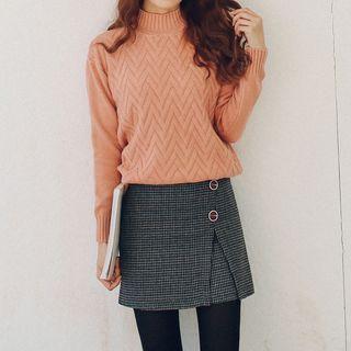 Chevron Stripe Mock Neck Sweater