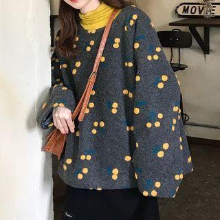 Dotted Long-sleeve Top / Midi A-line Skirt