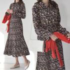 Shirtwaist Floral Chiffon Long Dress