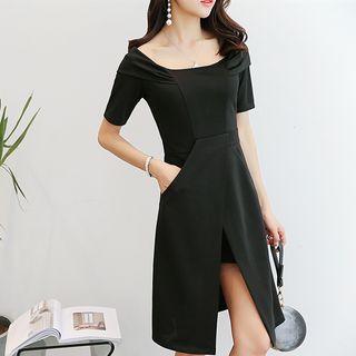 Slit-hem A-line Dress