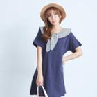 Short-sleeve Stripe-panel Dress