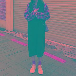 Plaid Shirt / Midi Overall Dress