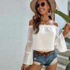 Long Sleeve Off-shoulder Dot Blouse